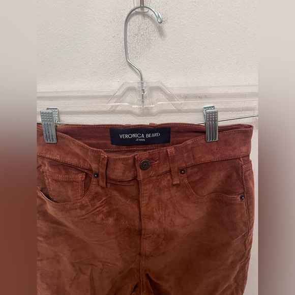 Veronica Beard Jeans Crosbie Wide Straight Leg Crop Corduroy Brown Waist 26 - Picture 3 of 5
